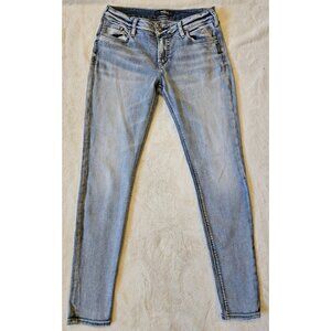 Silver Jeans Womens 30 x 31 Suki Mid Rise Skinny Super Stretch Light Wash